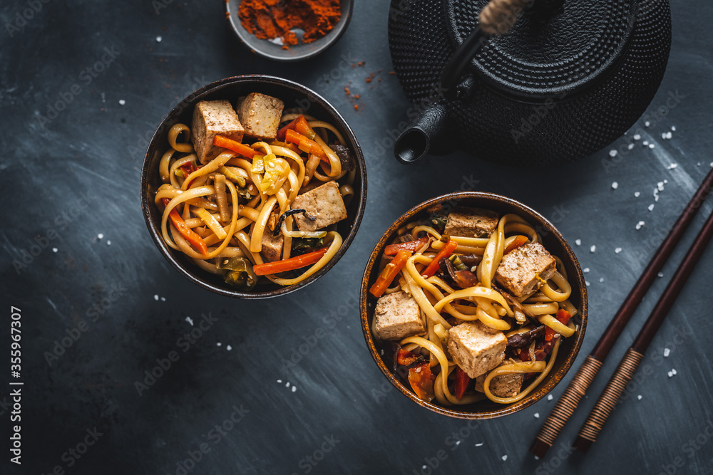 Asian noodles with cheese tofu Asian noodles with cheese tofu