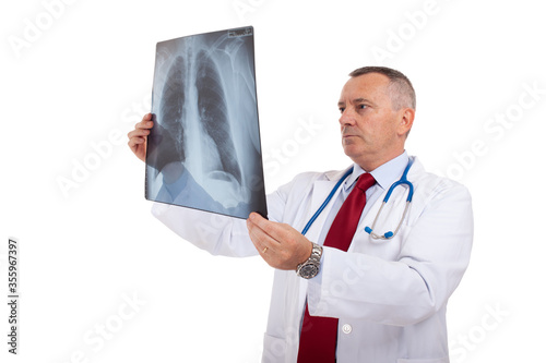 Doctor examining a lung radiography photo