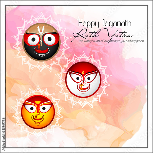 Vector design of Ratha Yatra of Lord Jagannath, Balabhadra and Subhadra for the ocassion of Odisha god Rathyatra Festival