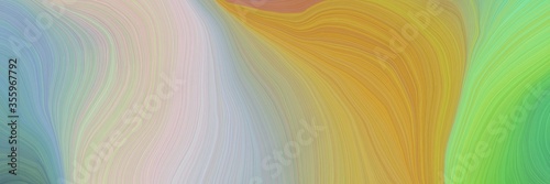 colorful vibrant creative waves graphic with modern soft swirl waves background illustration with ash gray, peru and dark khaki color