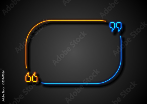 Quote speech bubble abstract laser neon frame background. Vector design