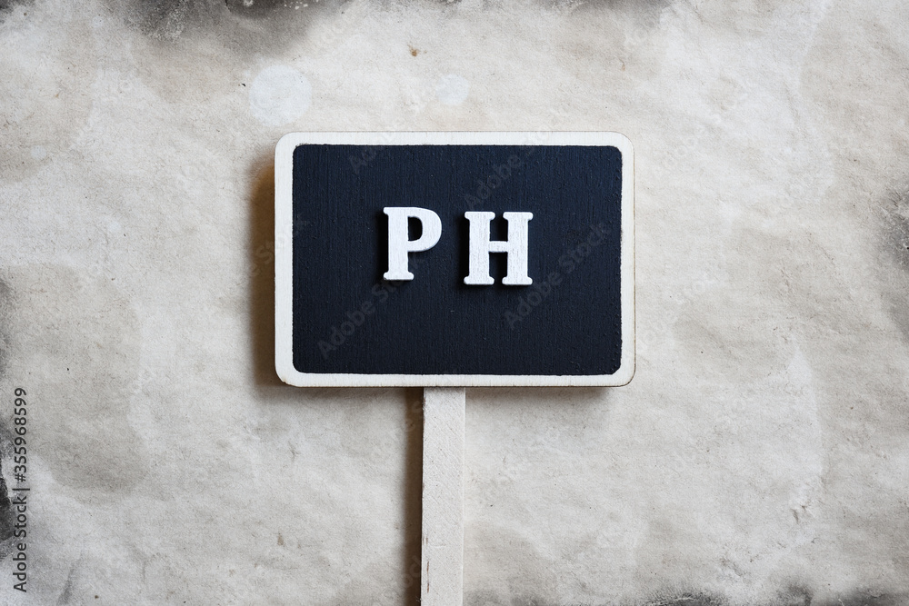 PH value word on wooden plate PH value word on wooden plate