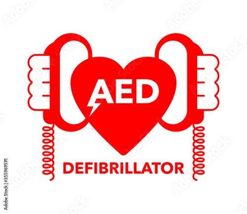 AED icon - Automated external defibrillator -  isolated vector medical equipment sign