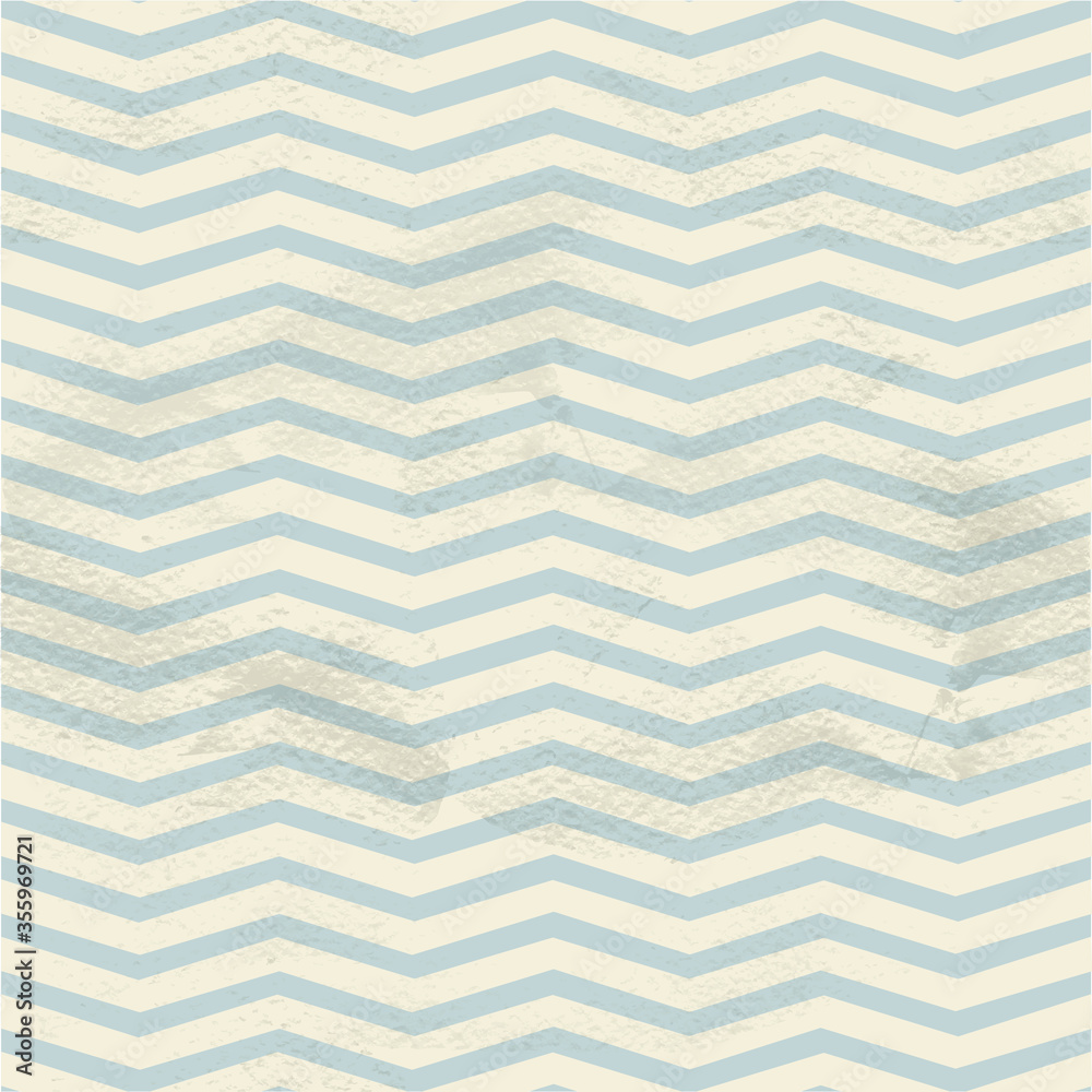 Blue seamless vintage pattern of thin zigzag (chevron) on grange paper - obrazy, fototapety, plakaty 