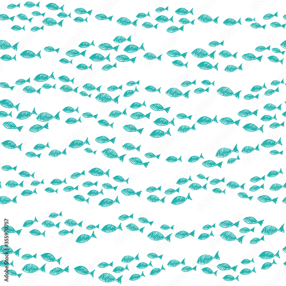 seamless pattern with waves and fishes seamless pattern with waves and fishes