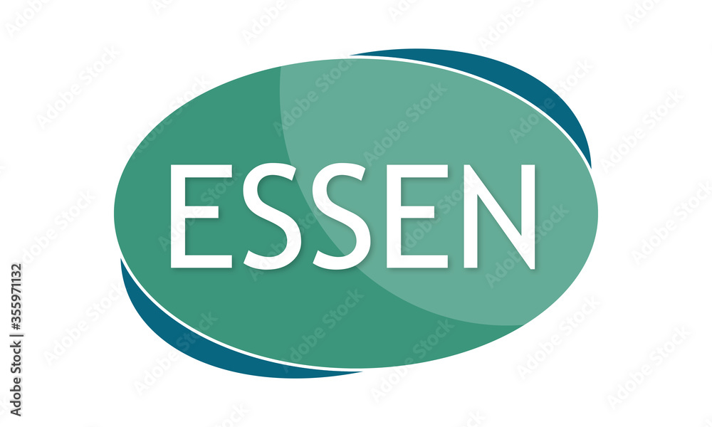 Essen - text written in green blue shape Essen - text written in green blue shape