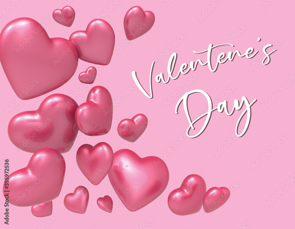 Valentine's day background with hearts. 3D Rendering