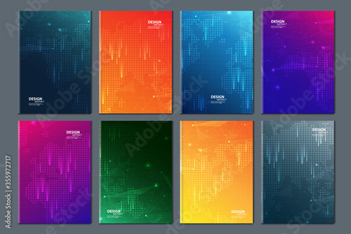Abstract technology data visualization background. network futuristic wireframe. artificial intelligence. cyber security. visual information complexity. Intricate data threads plot. brochure cover .
