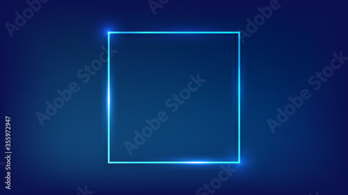 Neon square frame with shining effects 