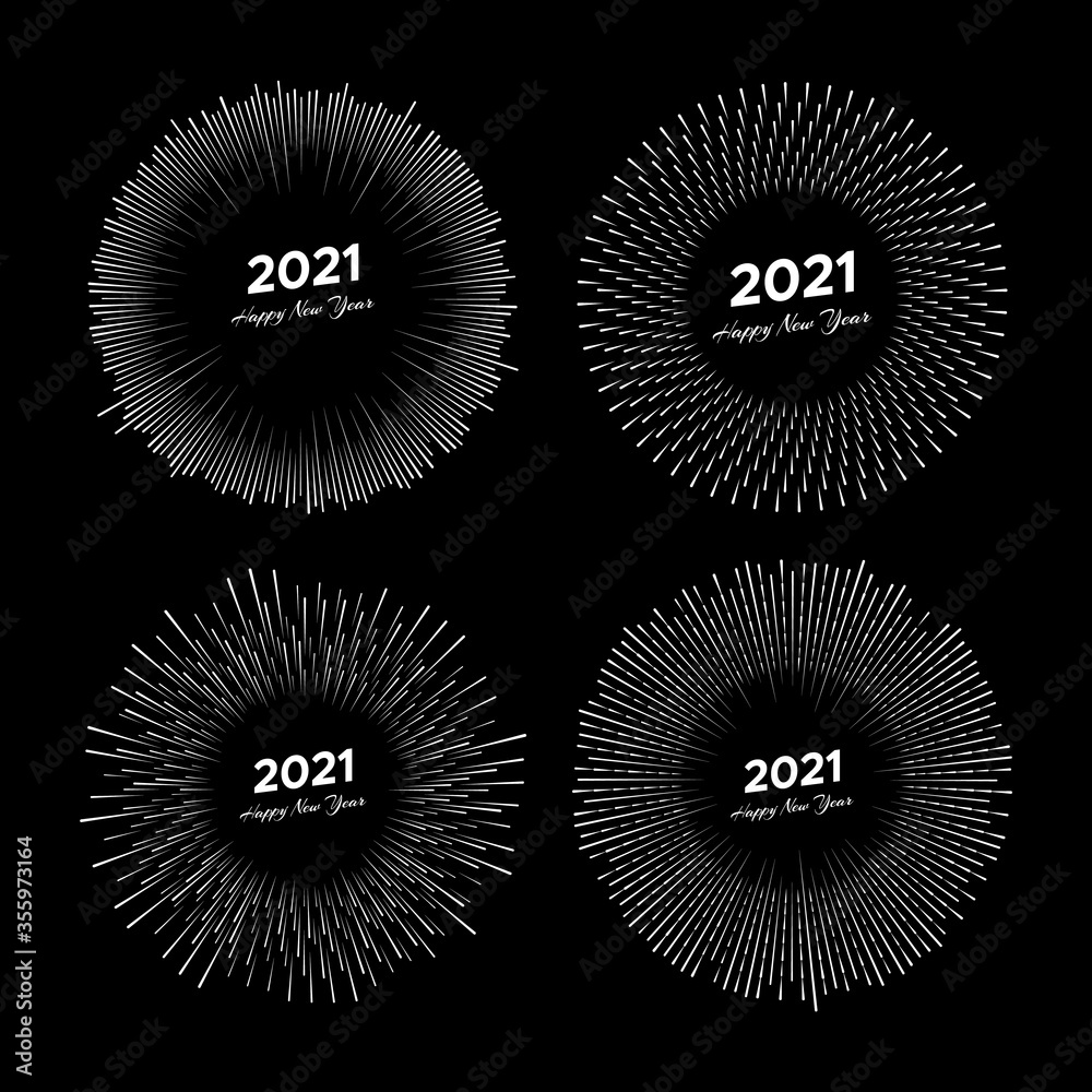 Fototapeta premium Firework with inscription 2021 and Happy New Year