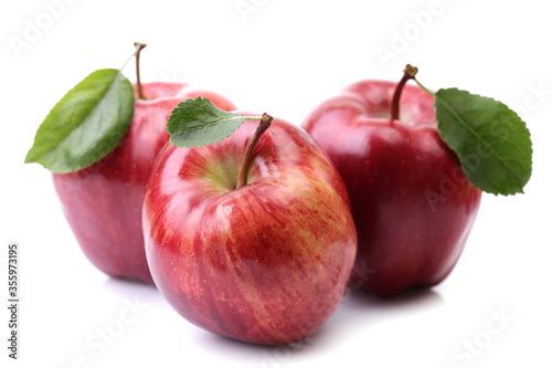 Red apples on white background