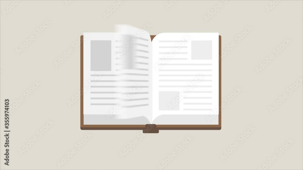 Open textbook animation flips through pages