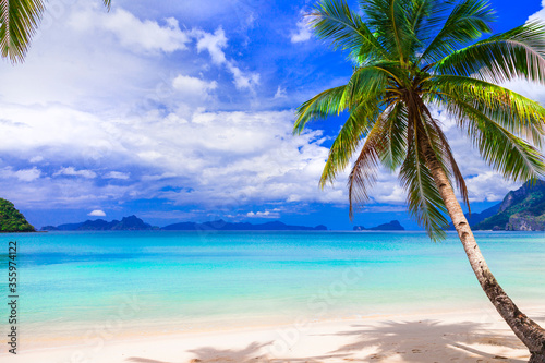 Wonderful idyllic nature scenery - tropical beach of El Nido. Palawan island   Philippines