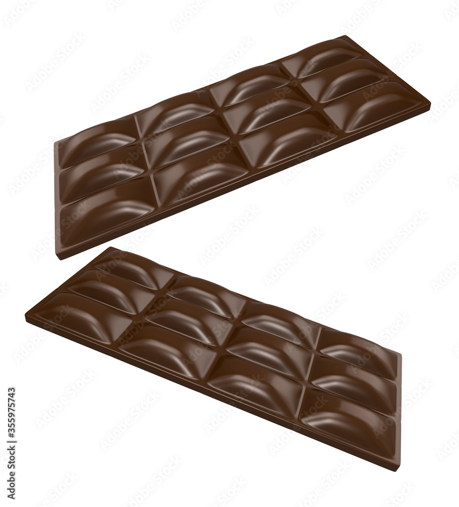 Naklejka premium Tablet chocolate on a white background - 3D Rendering
