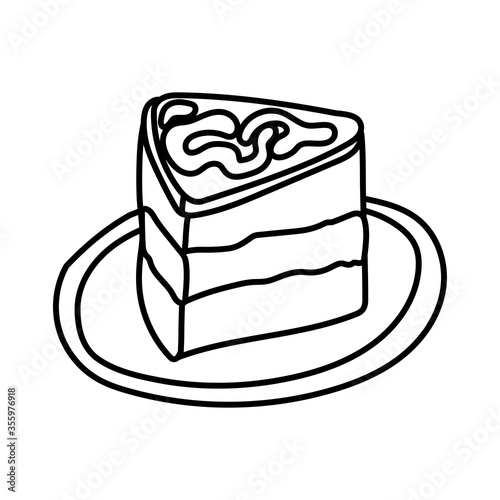 cake portion pastry line style icon