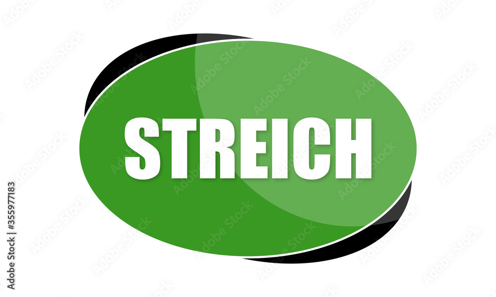 Streich - text written in green shape Streich - text written in green shape