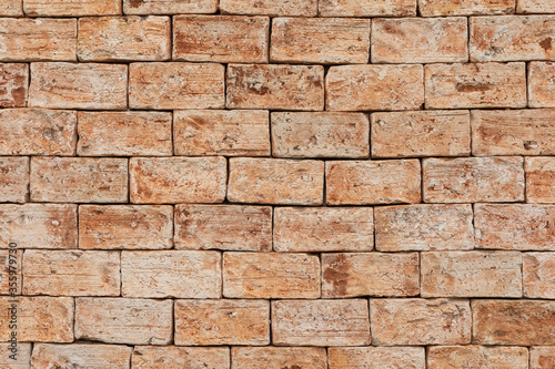 Exposed brick wall or wall, with apparent mortar. Texture for backgrounds