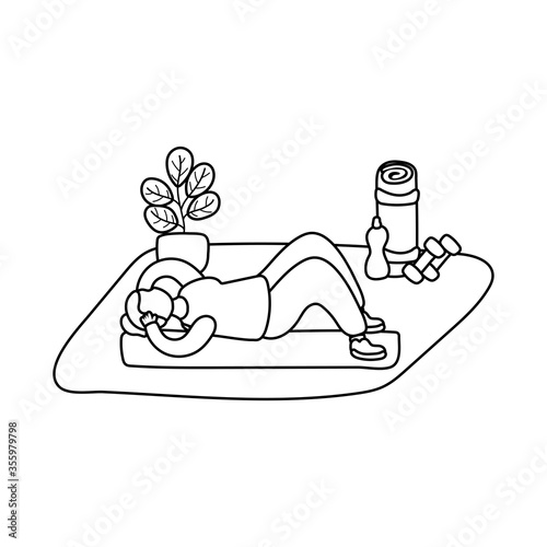 eldery man in home activity line style