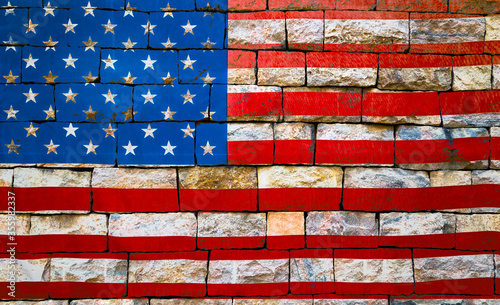 United States of America Flag of the USA wall background texture stone