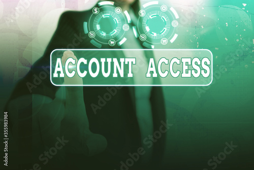 Conceptual hand writing showing Account Access. Concept meaning full privilege for the owners to manage their an individualal data photo