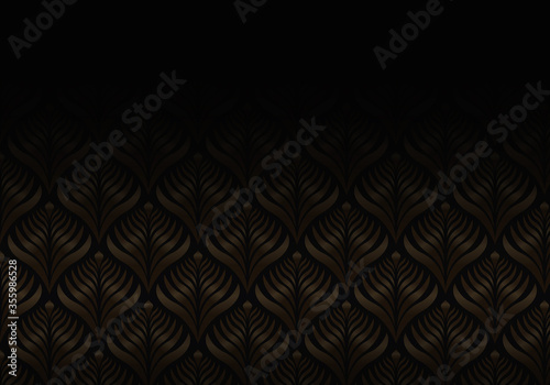 Floral pattern. Vintage wallpaper in Baroque style.Black and golden ornament for fabric  wallpaper  packaging.