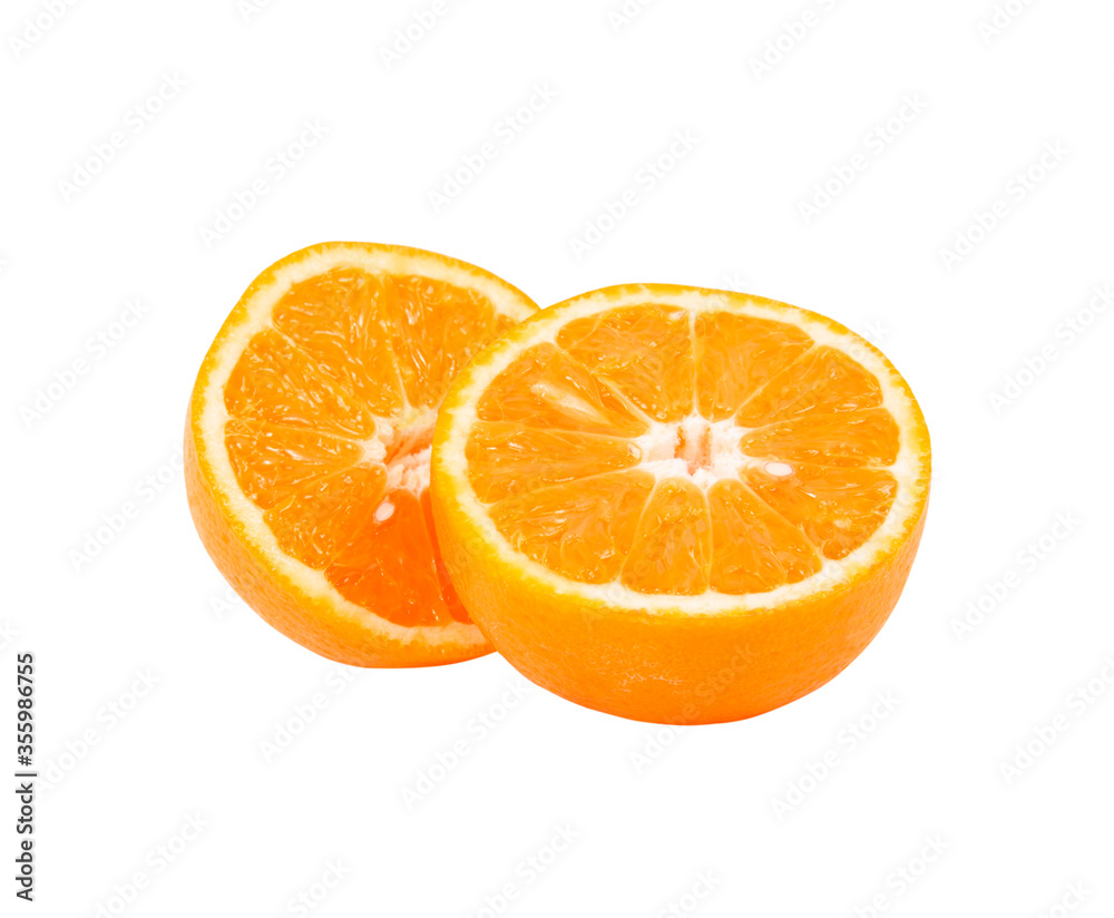 Orange fruit sliced isolated on white background Orange fruit sliced isolated on white background