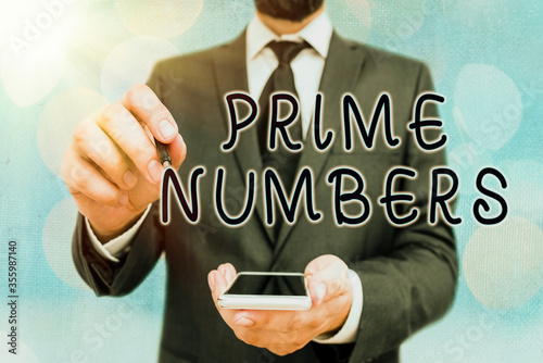 Handwriting text Prime Numbers. Conceptual photo a positive integer containing factors of one and itself