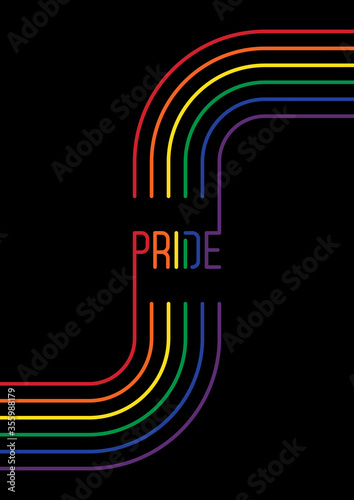 LGBTQ community pride month poster design template with rainbow stripe line