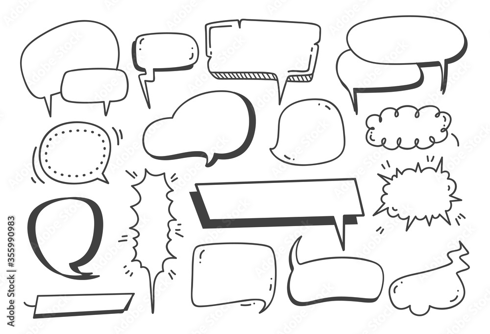 Cute speech bubble doodle set