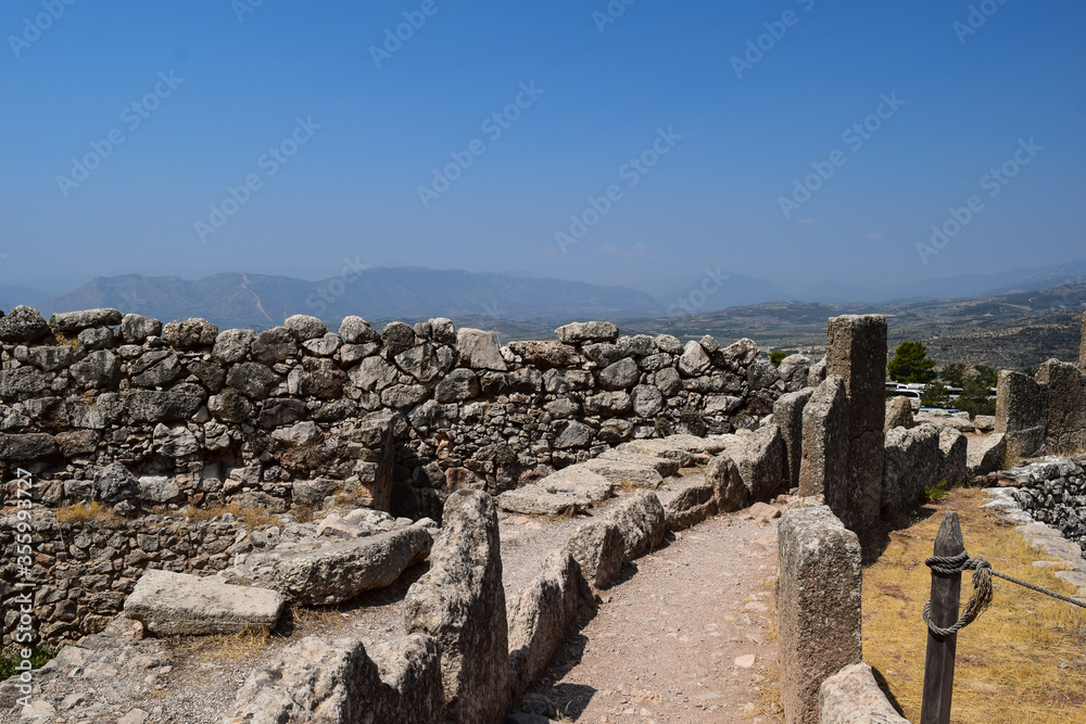 Rremaining of the fort of Mycenae walls bronze age civilization of ancient Greece