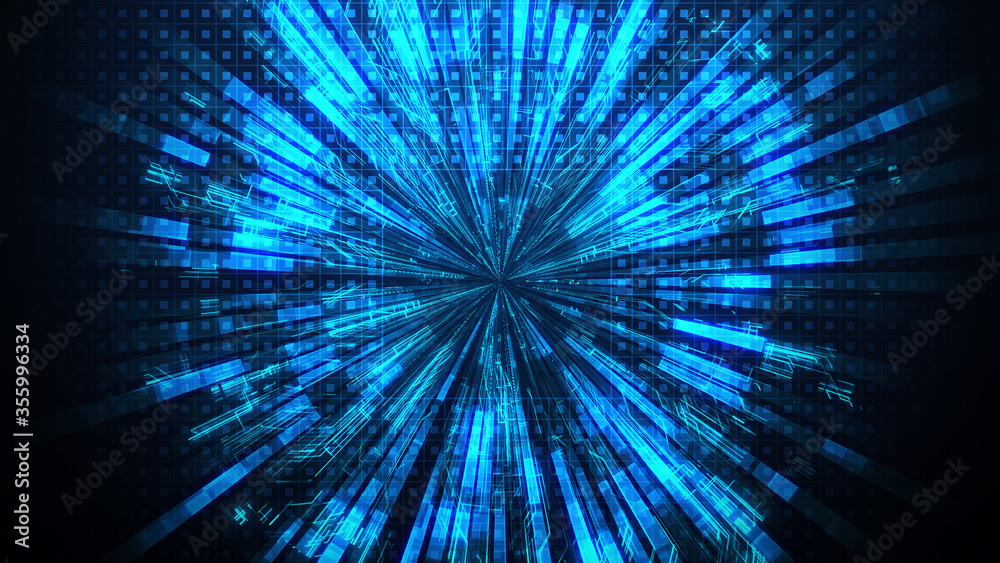 Abstract Blue Futuristic HUD Digital Light Beam On Square Dot Lines Mesh Background Abstract Blue Futuristic HUD Digital Light Beam On Square Dot Lines Mesh Background