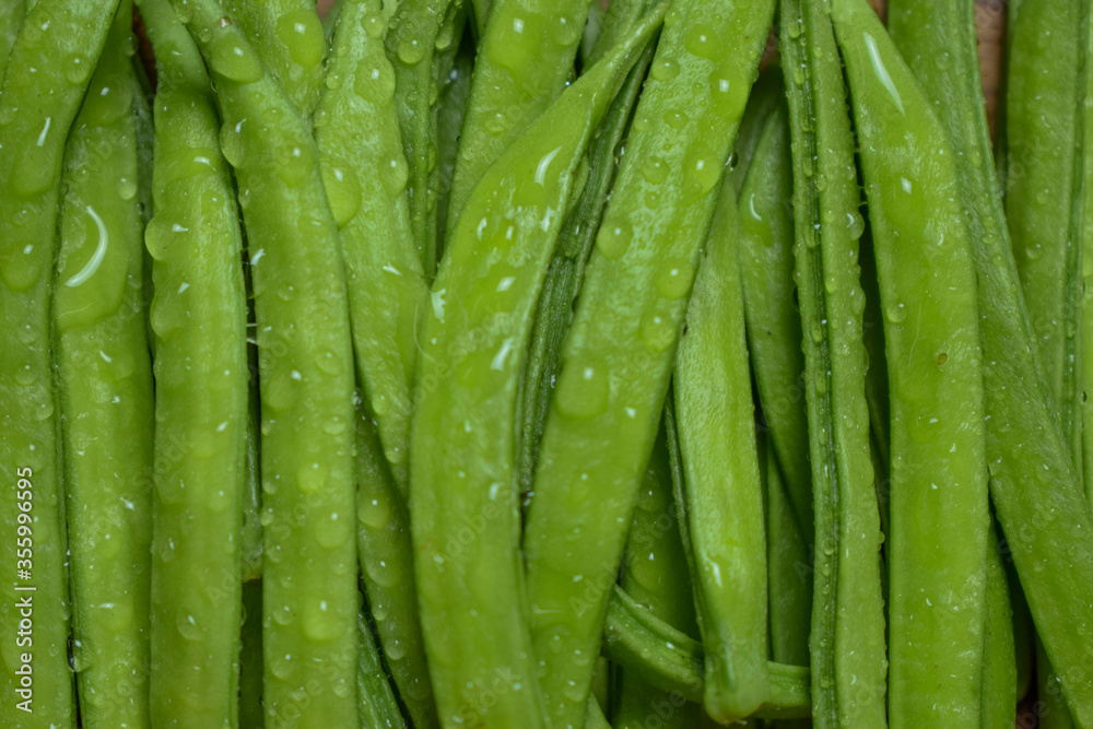 Cluster Bean or GuarAlso Known as Gavar, Guwar or Guvar Bean isolated on Wooden Background Cluster Bean or GuarAlso Known as Gavar, Guwar or Guvar Bean isolated on Wooden Background