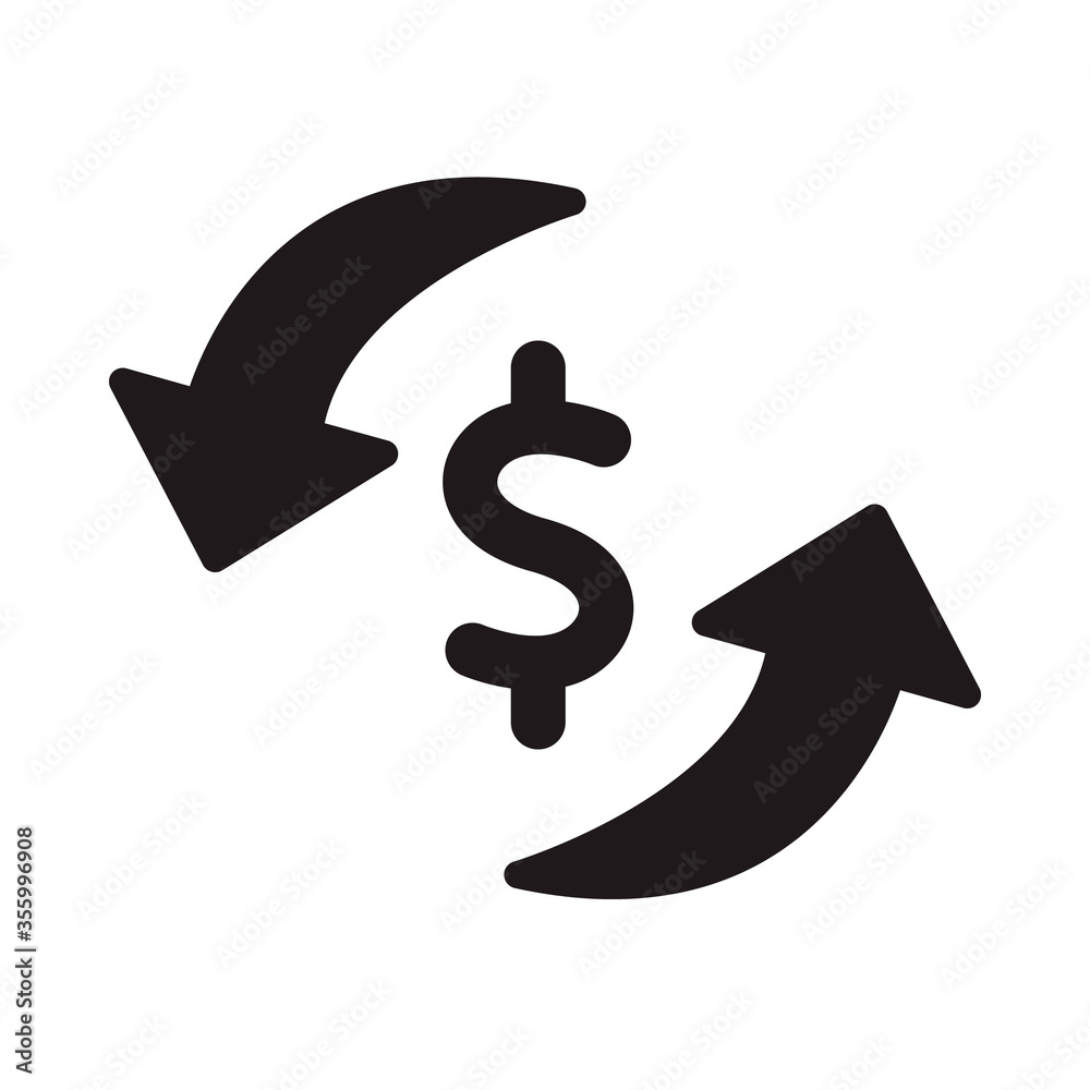 Money transfer icon in trendy flat style design. Vector graphic illustration. Money transfer icon for website design, logo, and ui, EPS 10. Money transfer icon in trendy flat style design. Vector graphic illustration. Money transfer icon for website design, logo, and ui, EPS 10.