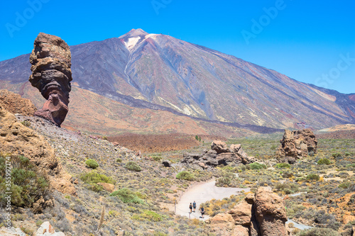 Beautiful view of Roque Cinchado,  Los Roques de Garcia, Teide National Park - Santa Cruz de Tenerife, Canary Islands, Spain photo