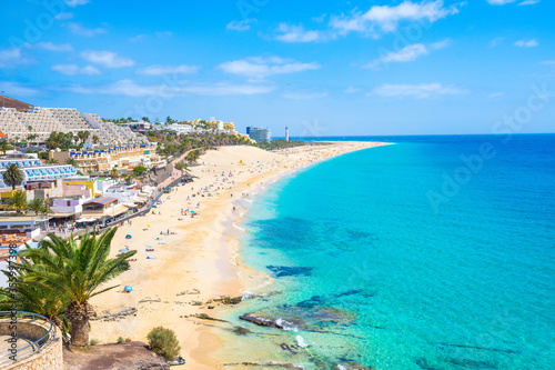 Fototapeta Naklejka Na Ścianę i Meble -  Beautiful view of Morro Jable Beach (Playa Morro Jable) - Fuerteventura, Canary Islands - Spain