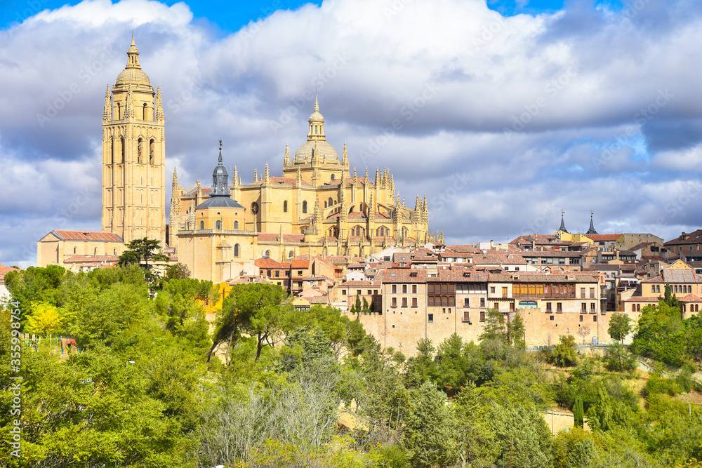 Beautiful view of Segovia Cathedral - Segovia, Spain