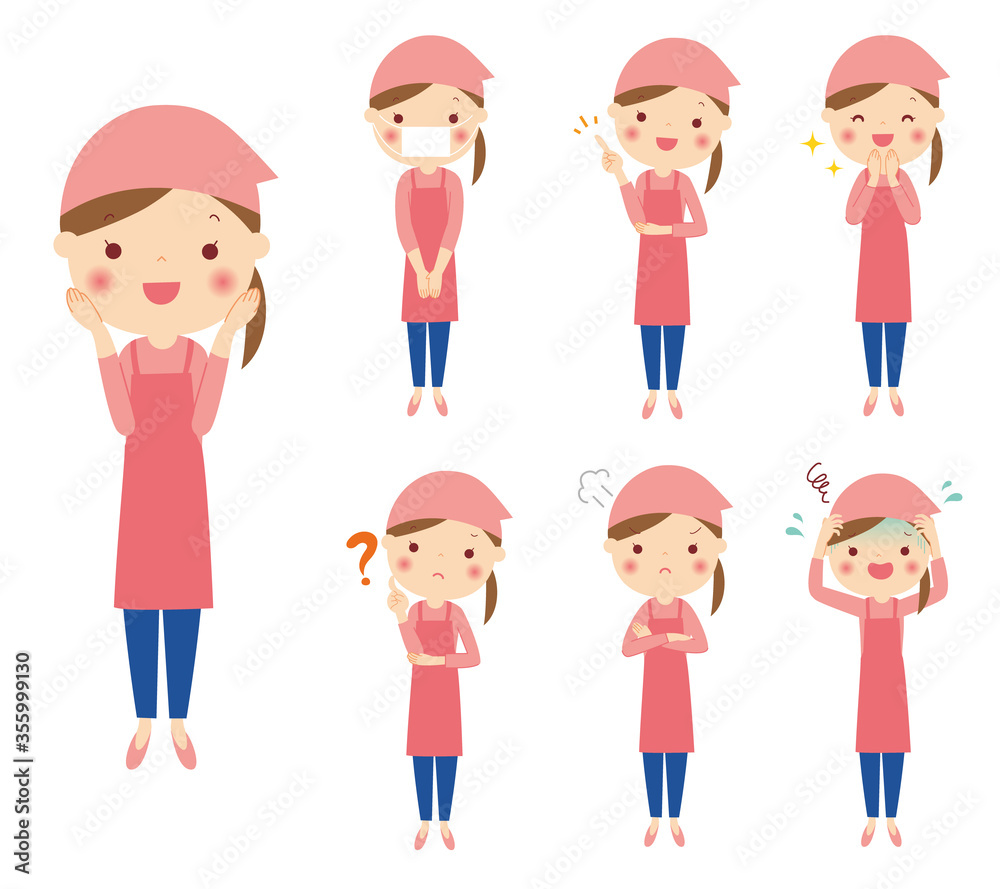 女性全身 表情バリエーションセット イラスト 女性全身 表情バリエーションセット イラスト