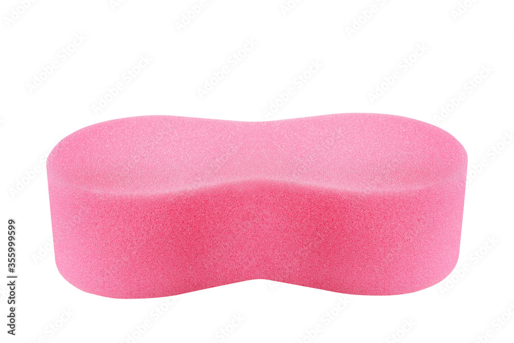 pink sponge isolated against white background pink sponge isolated against white background