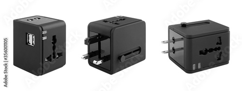 Schilderij op canvas Different views of universal adapter isolated on white with clipping path