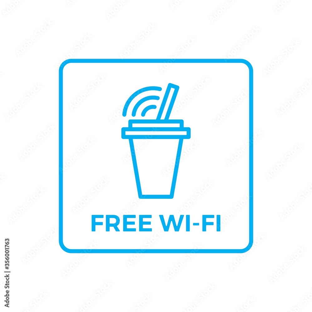 free wifi wi-fi wi fi sign for drink store shop cafe logo vector icon sticker illustration