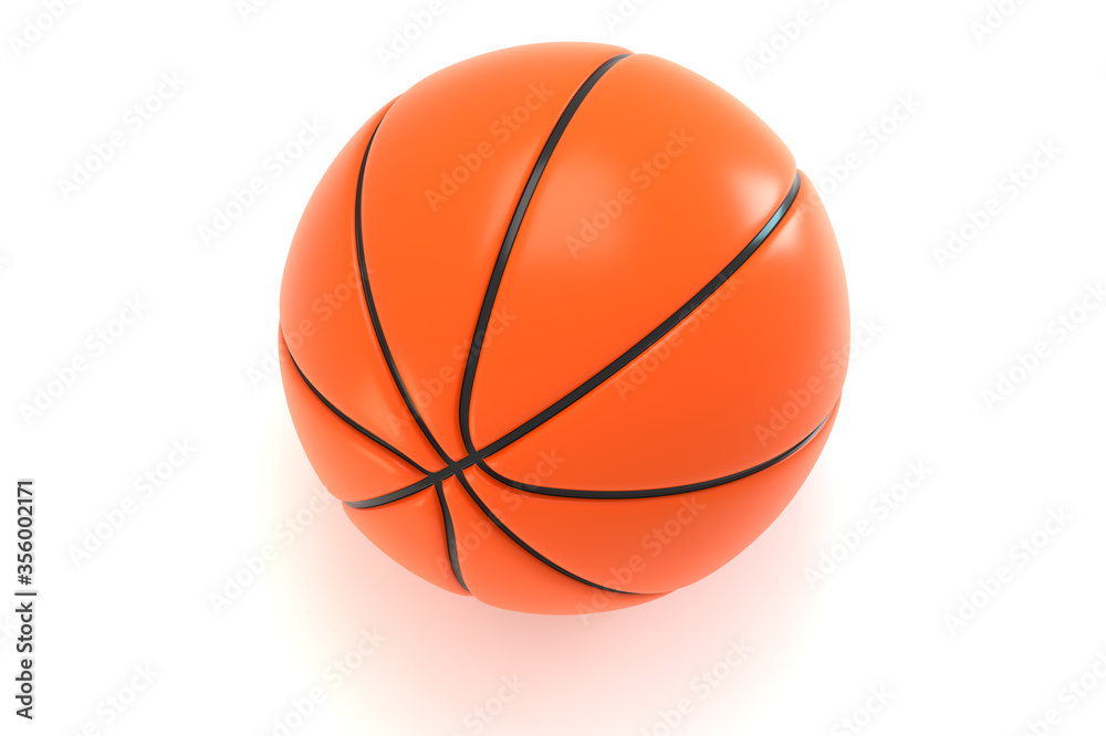 Basketball ball. 3D rendering. Over white background