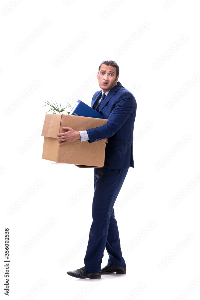 Young male businessman employee isolated on white Young male businessman employee isolated on white