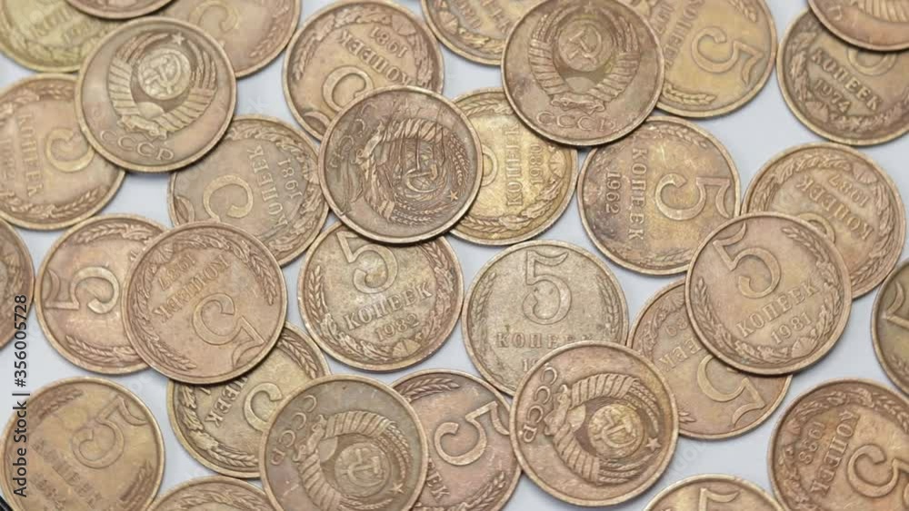 coins of the ussr. old coins. coins on a white background coins of the ussr. old coins. coins on a white background
