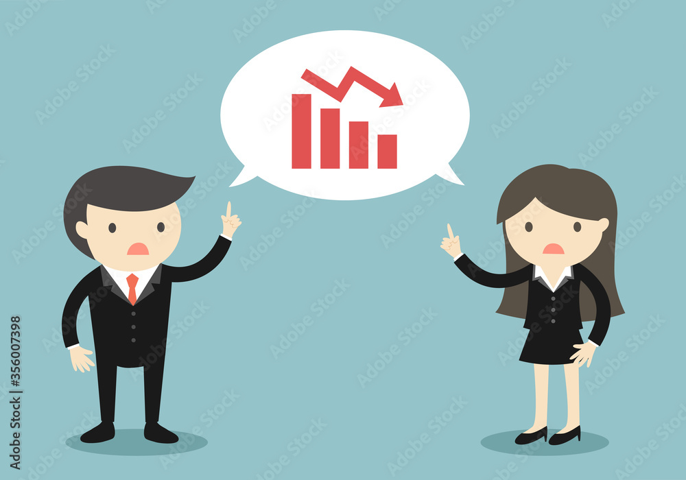 Business concept, Two bosses are talking about burndown chart. Vector illustration. Business concept, Two bosses are talking about burndown chart. Vector illustration.