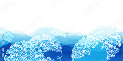 海　波　文様　背景