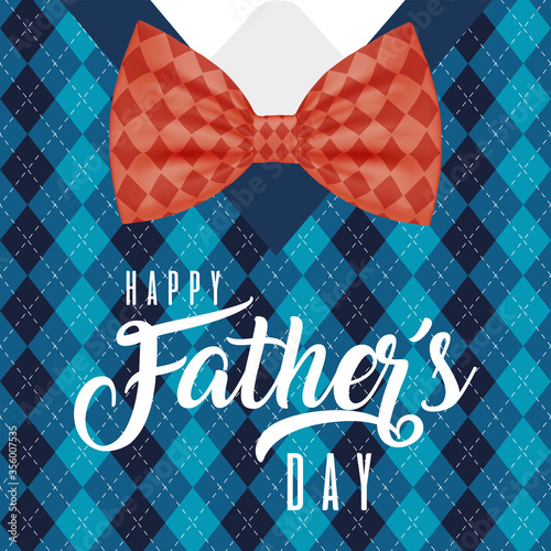 Bowtie on pattern pullover background of fathers day vector design