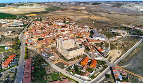 
Castle in Palencia. Aerial view in Fuentes de Valdepero. Spain. Drone Photo
 photo