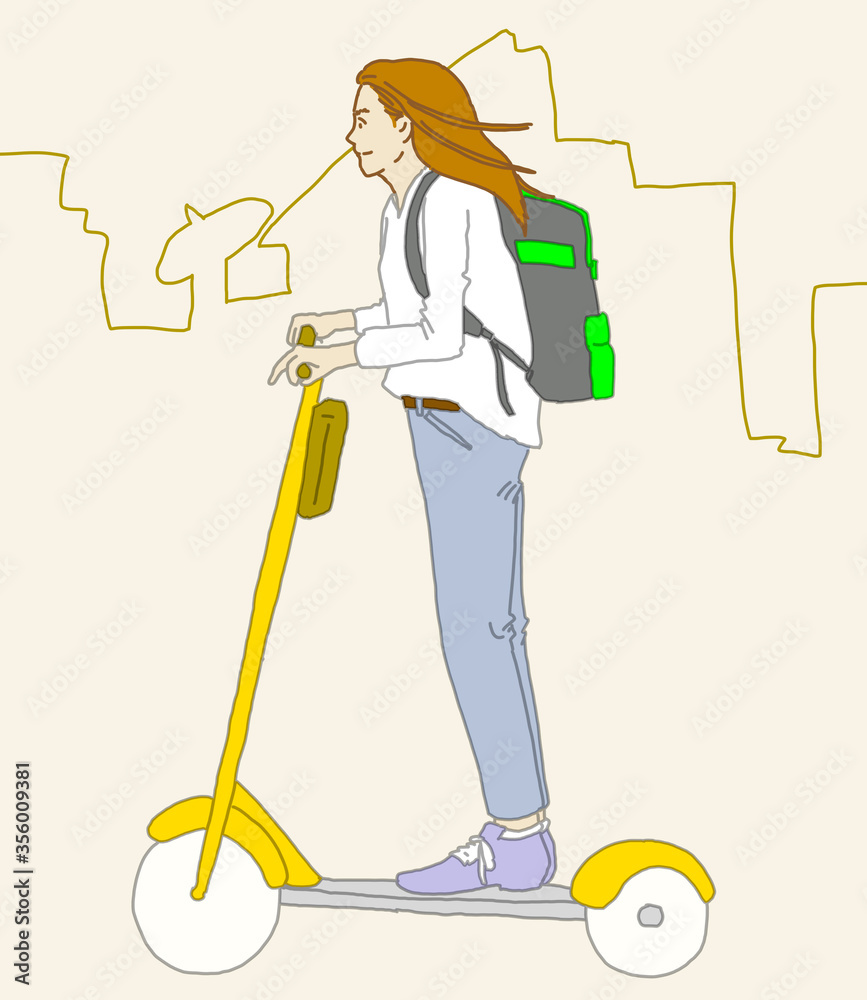 a woman riding an electric micro mobility a woman riding an electric micro mobility