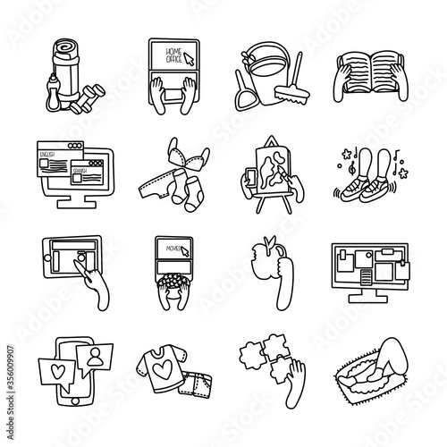 bundle of online things set icons
