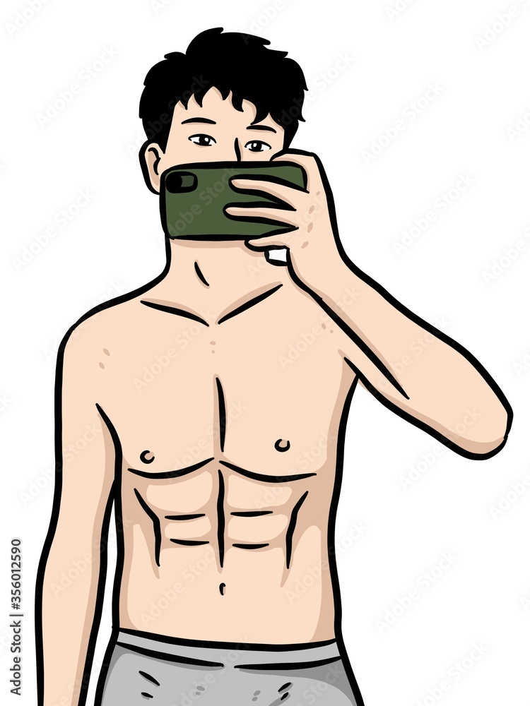 Fototapeta premium cartoon sexy man on white background